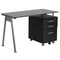 Emma and Oliver Computer Desk with Tempered Glass Top and Three Drawer Pedestal